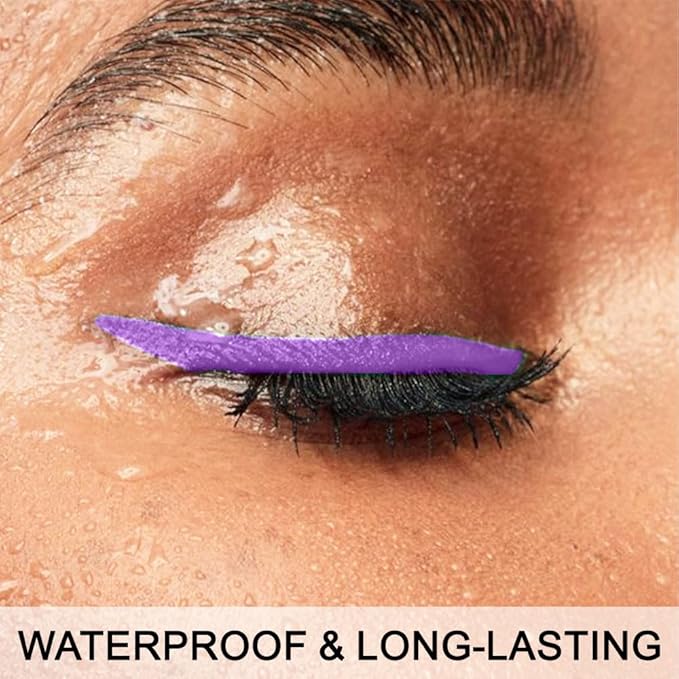 evpct 2Pcs Blue Purple Waterproof Colored Eyeliner Liquid Eye Liner Color Set Long Lasiting Fine Speed Dry Colorful Liquid Eyeliner lapiz delineador de ojos contra el agua blanco para ojos de colores
