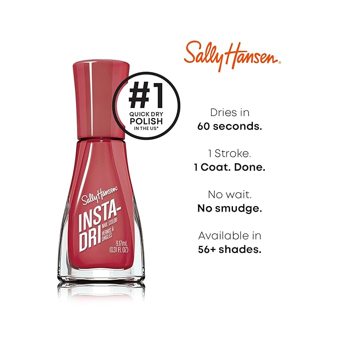 Sally Hansen Insta-Dri Nail Polish | Quick Dry, Long Lasting, Streak-Free Shine | Opaque, Glossy | 209 Alternate Reali-tea | Deep Merlot Red Nail Color