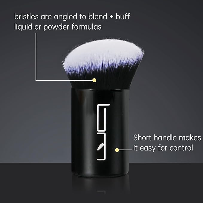 Brush Master Angled Foundation Makeup Brush, Kabuki Brush For Powder, Blush, Bronzer, Concealer, Portable Brush Cover, Perfect for Travel
