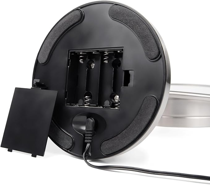 JERDON Lighted Tabletop Mirror with 10X/1X Magnification - LED Lighted Makeup Mirror with Multiple Light Settings in Nickel Finish - 8.5-Inch Diameter Vanity Mirror - Model JS8510BN