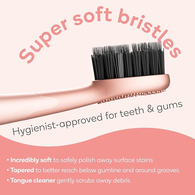 Burst Curve Sonic Electric Toothbrush for Adults (Rose Gold) | Slim Travel Brush with Cover | Ultra Soft Bristles | Up to 2 Month Rechargeable Battery | Two Modes & Timer