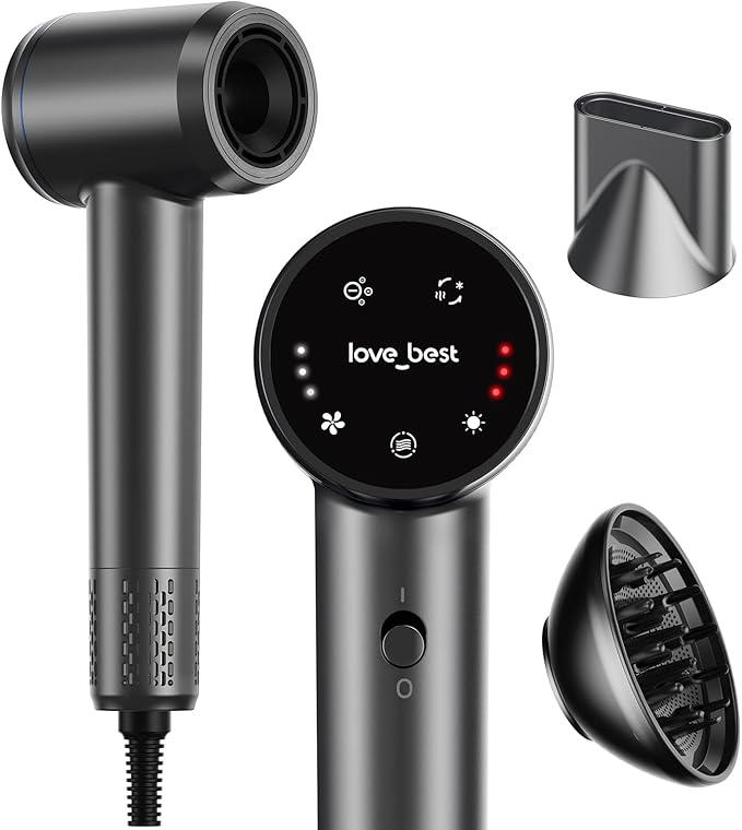 Hair Dryer, Professional Ionic Hair Dryer for Fast Drying, Low Noise, Lightweight, 600 Million Negative Ions High-Speed Hair Blow Dryer with Diffuser for Curly Hair Women, Men, Home, Travel, Salon