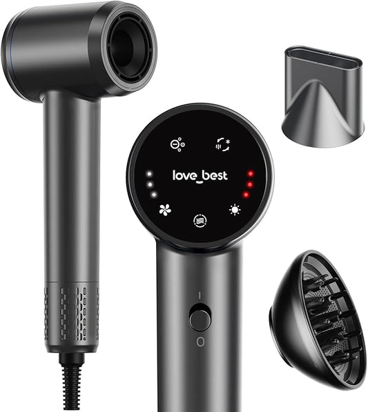 Hair Dryer, Professional Ionic Hair Dryer for Fast Drying, Low Noise, Lightweight, 600 Million Negative Ions High-Speed Hair Blow Dryer with Diffuser for Curly Hair Women, Men, Home, Travel, Salon