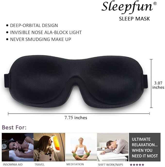 AMAZKER Cute Eye Mask Sleep Mask for Men Women Kids,2 Pack 3D Contoured Cup Sleeping Mask & Blindfold, Concave Molded Night Sleep Mask, Block Out Light (B-Stars, 1 Count (Pack of 1))