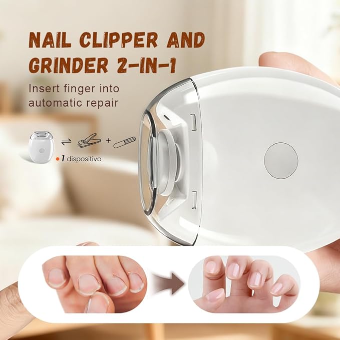 Universal Automatic Fingernail Grinder, 2026 Upgraded 3 in 1 Electric Polishing Automatic Nail Clippers with 3 Adjustable Speeds, for Seniors Adults (3, White)