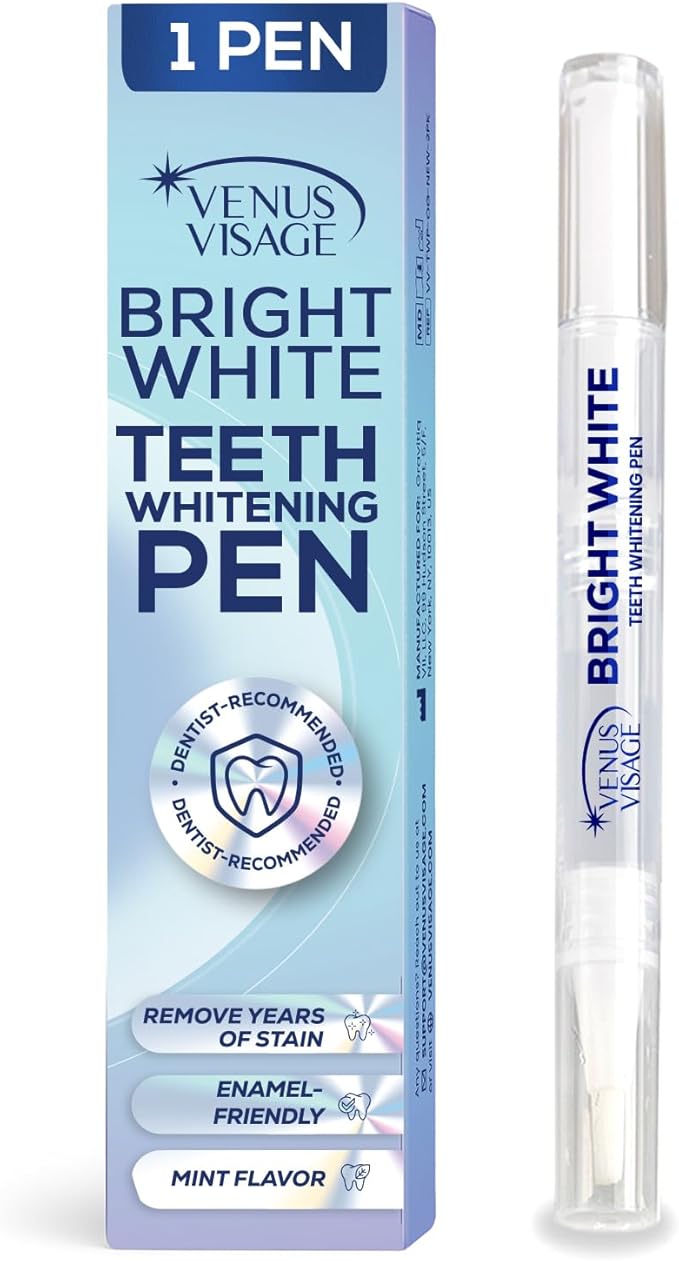 Venus Visage Award Winning Teeth Whitening Pen, 10+ Uses - Teeth whitening Gel Professionally formulated - Best Teeth whitening kit Teeth Whitener - Low Sensitivity - Mint - 0.07 Fl Oz (Pack of 1)