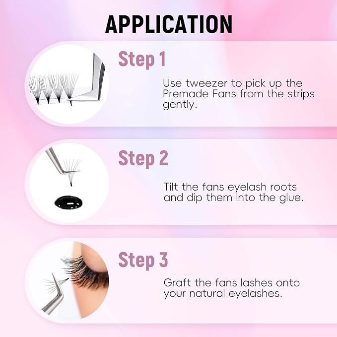 FADLASH Premade Fans Eyelash Extensions 10D 0.07 Volume Lash Fans C Curl 15mm Short Stem Handmade Volume Premade Lash Extensions Fans (10D-0.07-C-15mm)
