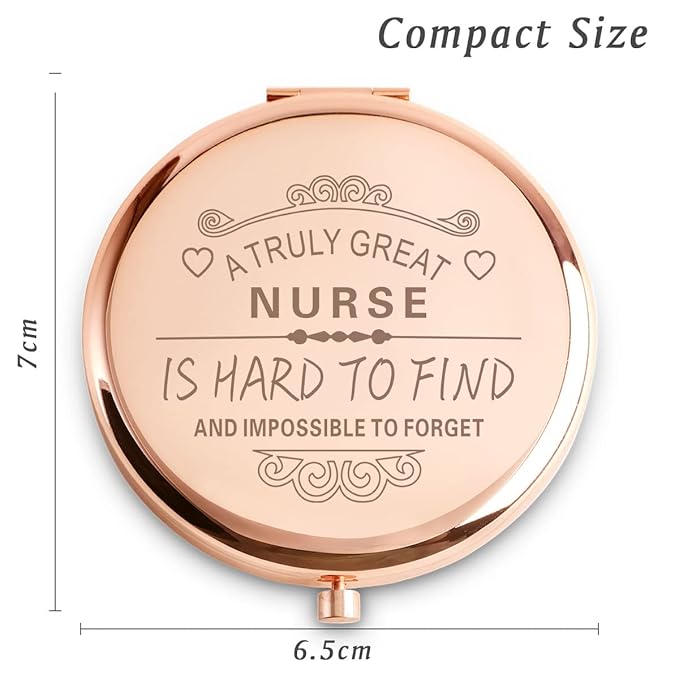 Nurse Appreciation Gifts for Women, Thank You Gifts for Nurse, Personalized Compact Mirror, Goodie Bag & Basket Stuffers for Valentines Day
