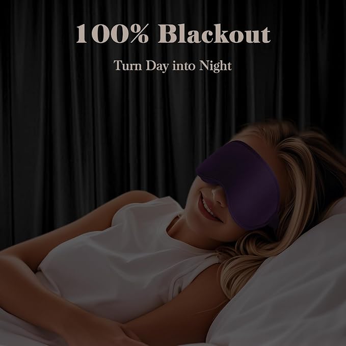 Fygrip 3D Eye Mask Sleep Mask for Men & Women, 100% Pressure-Free & Light Block-Out Eye Mask for Sleep with Easy Adjustable Strap, Night Eye Cover for Travel, Purple