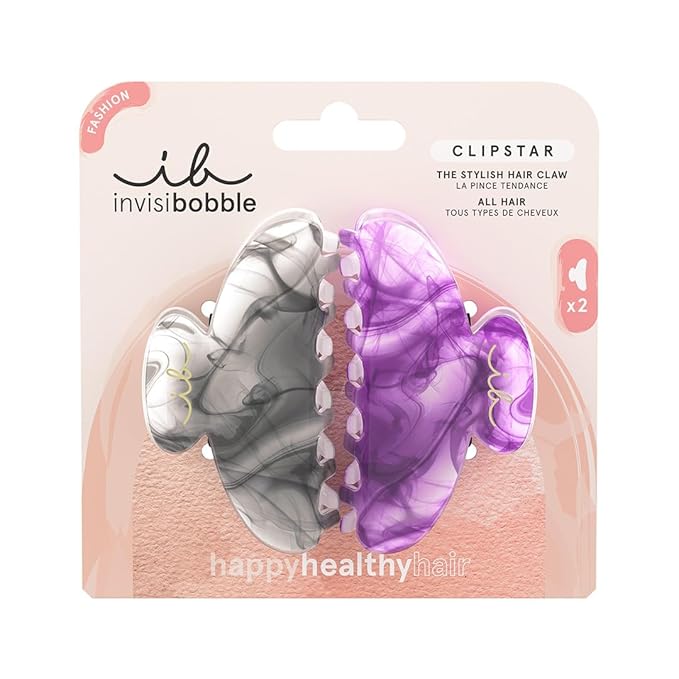 invisibobble CLIPSTAR My Rainboo Medium Claw Clip - Trendy Claw Clips For All Hair Types - Stylish Updo Accessories for Day to Night - Strong Hold All Day Long - Firm Hold and Elegant Design - 2 pc