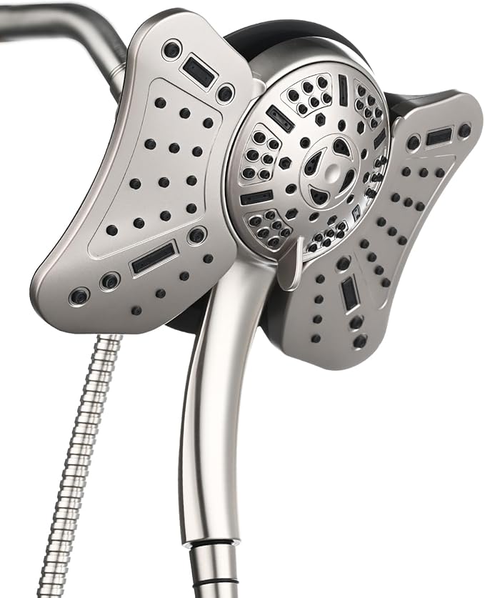 GRICH 2.5GPM Shower Head with Handheld Spray Combo: 2 in 1 Rainfall Shower Heads high pressure & Handheld Shower Head, 9 Spray Modes/Settings Detachable Shower Head with 60 Inch Hose, Nickel