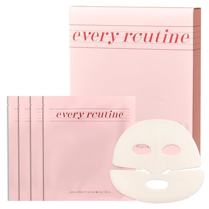 every routine Glossy Collagen Fill Up Mask, Hydrating Hydrogel Face Mask, Firming, Elasticity, Radiance, Anti-Aging Skincare, Korean Beauty, Self Care Gift for Women | 1.48oz (42g) x 4ea