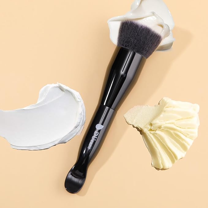 DUcare Foundation Brushes Flat Top Dual-Ended Kabuki Brush for Liquid, Cream and Powder Face Makeup With Handle