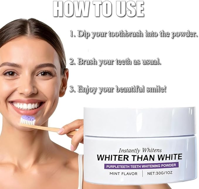 Teeth Whitening Powder, Niacinamide-containing Purple Enamel Repair and Whitening Powder, Freshens Breath, Gently Cares for Sensitive Teeth