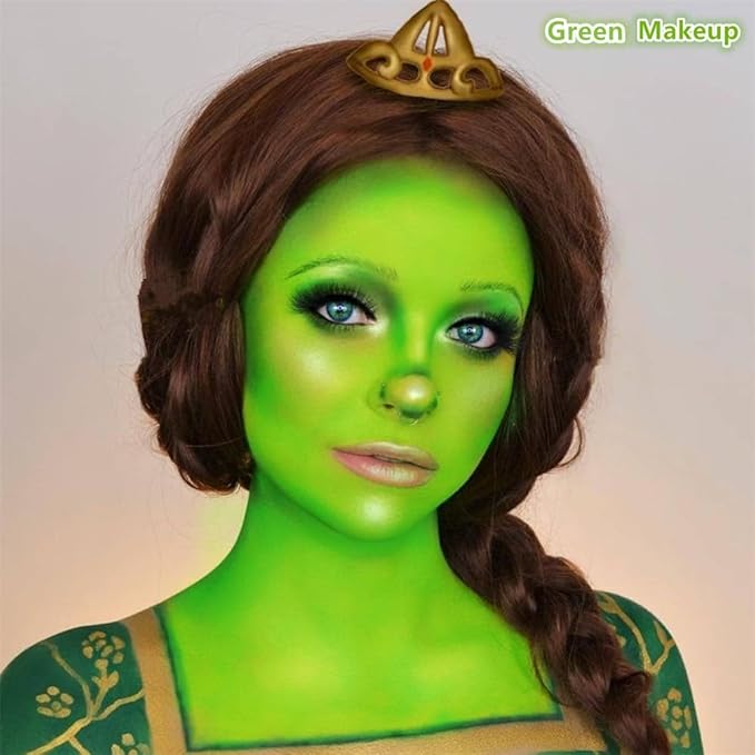 Go Ho Amazon Green Face Body Paint Washable(2.37oz/pc),Water Based Cream Body Paint,Green Accessories,Halloween Costumes Cosplay SFX Fiti Goblin Gamora Beast Boy Makeup