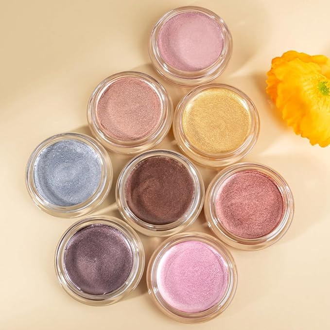 Peach Coral Shine Cream Shimmer Eyeshadow – Warm Peach Coral Eye Shadow, High Pigment Glitter Pearl Shade, Waterproof Long-Lasting Crease-Proof Single Eyeshadow for Natural Soft Glam Eye Makeup 4