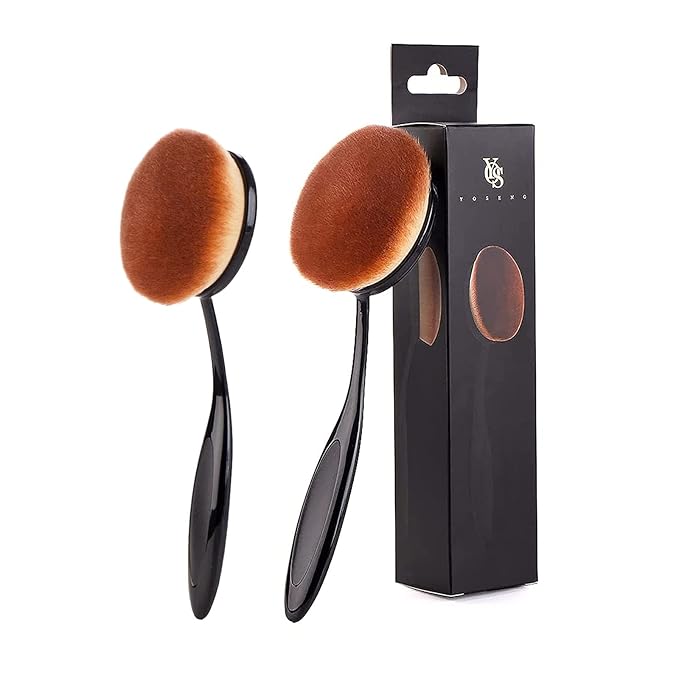 Yoseng Foundation Brush For Liquid Makeup,Oval Black Large Toothbrush makeup brushes Fast Flawless Application Liquid Cream Powder Foundation（pack of 2 ）