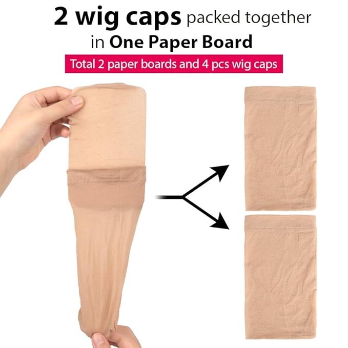 Fandamei 4 pieces Light Brown Stocking Wig Caps Stretchy Nylon Wig Caps for Women