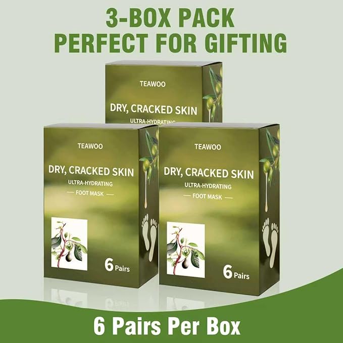 18 Pairs Moisturizing Foot Masks with Shea Butter, Jojoba Oil, Vitamin E & Urea, Intensely Hydrating Foot Mask For Dry Cracked Feet, Moisturizing Socks for Cracked Heel Treatment