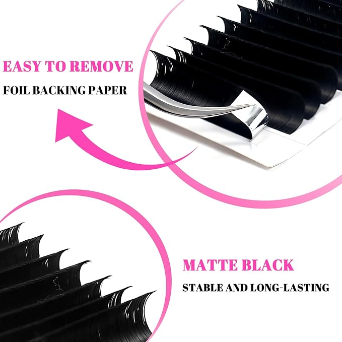 Professional Eyelashes Extensions One Second Blooming 0.07mm Matte Black Velvet Fans Lashes Extension C Curl Lashes Extensions Volume False Lashes Supplie for Lash Techs 8-15mm Mixed