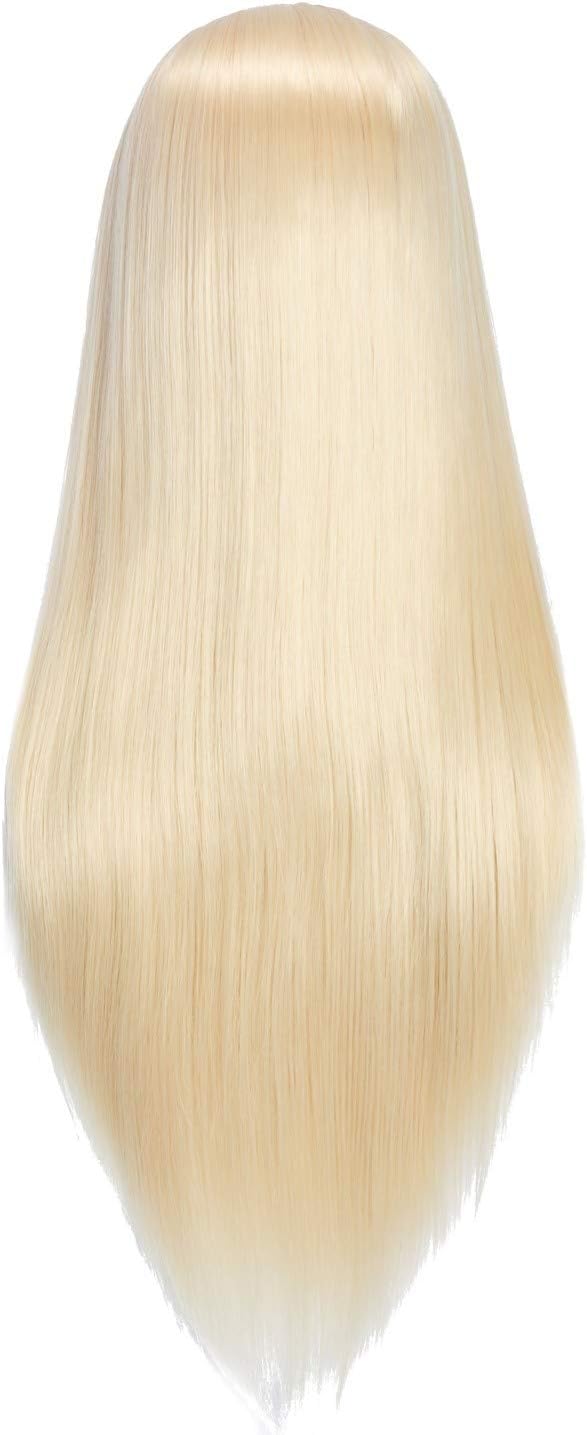Hairingrid 26"-28" Mannequin Head Hair Styling Training Head Manikin Cosmetology Doll Head Synthetic Fiber Hair and Free Clamp Holder (R71919W61320)