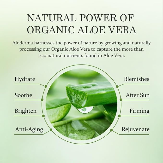 Aloderma 99.8% Organic Aloe Vera Face Hydrator Made Within 12 Hours of Harvest - Moisturizing & Hydrating Facial Toner for Oily Skin, Soothing Aloe Toner for Balanced, Smooth Skin Texture, 240ml, 6ct