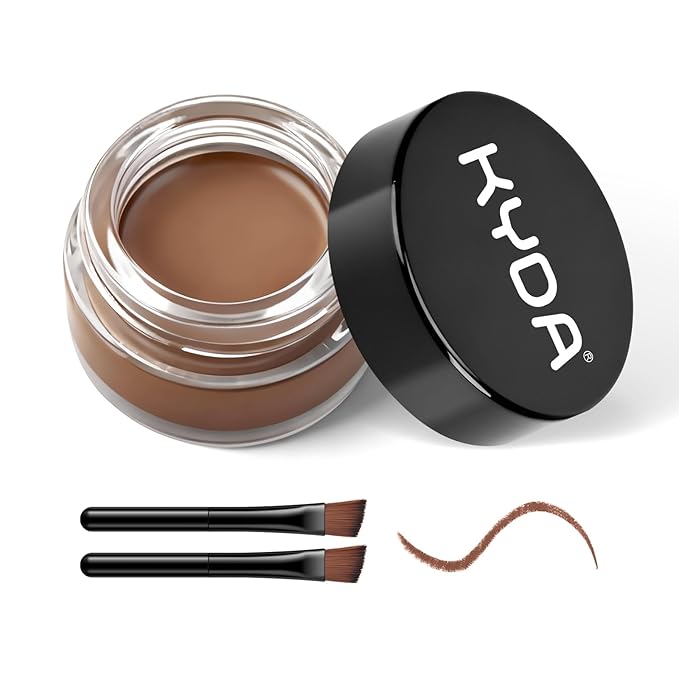 KYDA Brown Gel Eyeliner, Lasting Waterproof Cream Eyeliner & Eyebrow Makeup, High Pigment Smudge-proof Formula, Waterline Matte Eye Liner with Brush, Natural Brow Pomade Set, Auburn
