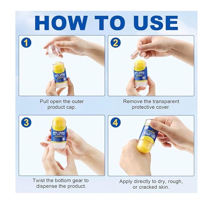 60% Urea with 2% Salicylic Acid Urea Foot Care Stick, Foot Cream Moisturizer for Dry Cracked Feet, Knees, Elbows, Hands,Moisturizes and Hydrates the Dry Skin,Callus Remover & Skin Softener -1.41oz