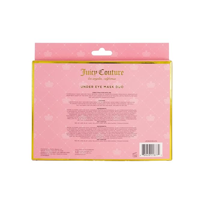Juicy Couture Hydrogel Undereye Mask Duo, 6 Vitamin C + Aloe Vera Masks to Hydrate & Restore, 6 Honey Extract + Collagen to Brighten & Protect