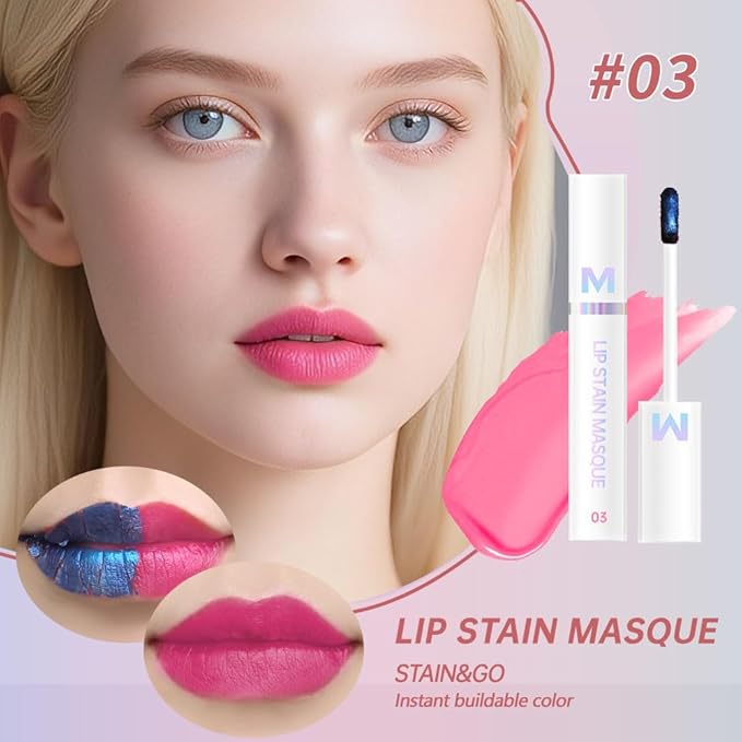 Matte Lip Gloss Peel Off Masque - Peel Off Lip Stain Tattoo, Light Pink Peel Off Lip Tint，Long Lasting Waterproof Transfer-proof Lip Mask Lip Stain Peel Off Lip Gloss,Stay Lip Makeup 03#