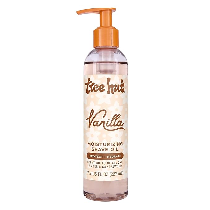 Tree Hut Vanilla Moisturizing Shave Oil, Hydrating Gel-to-Oil Formula for a Close, Smooth Shave, Made with Shea Butter, For All Skin Types, 7.7 fl oz