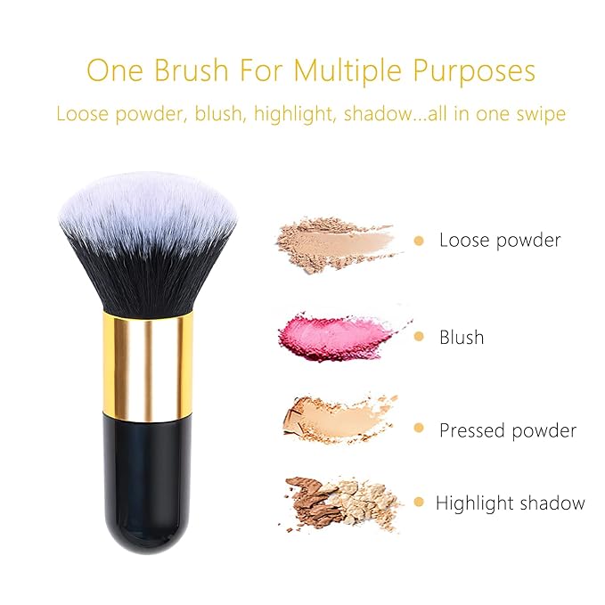 Makeup Blush Brushes for Cheeks, Travel Size Face Powder Brush for Loose Powder, Fluffy Foundation Brush for Face, Blush/Powder/Eye Shadow Brush Set, Beauty Tools (Black)