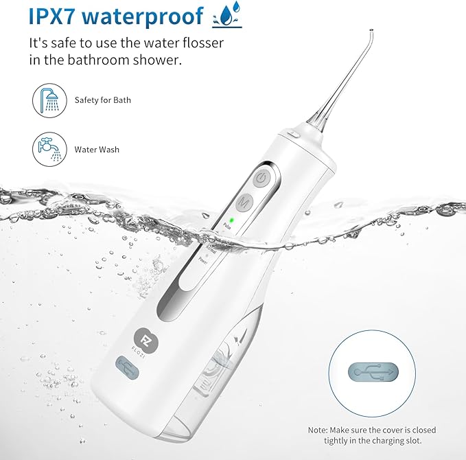 Advanced Cordless Dental Water Flosser for Teeth – Portable Oral Irrigator with 300ml Tank, USB-C Rechargeable, IPX7 Waterproof Electric Teeth Cleaner for Braces & Sensitive Gums