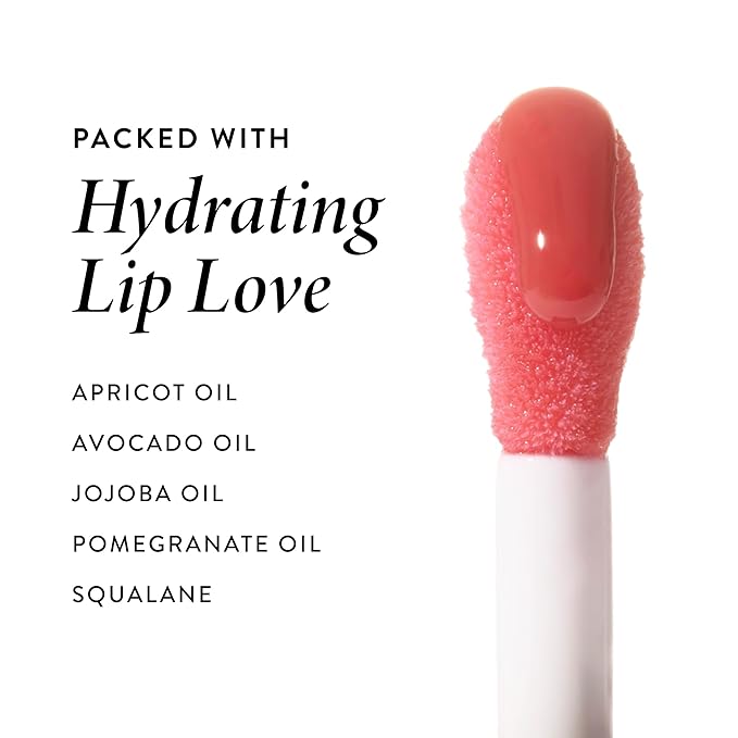 LAURA GELLER NEW YORK Fine Shine Glossy Lip Oil, Rose Garden - Hydrating Squalane - Pink Lip Gloss