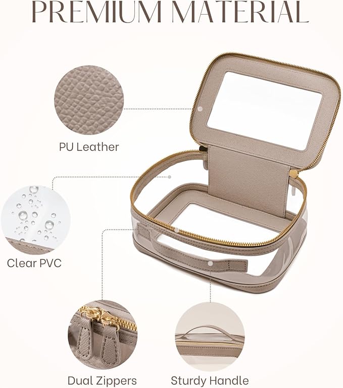 Oaque 4 Pcs Clear Cosmetic Bag Set for Women Makeup Bag with Handle, Travel Toiletry Bag Transparent Cosmetic Case Portable Make Up Organizer Bag for Essentials