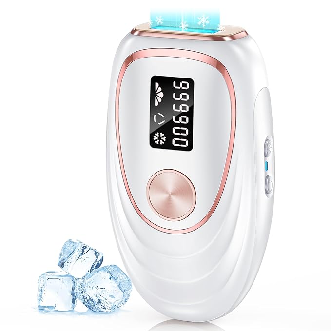 Laser Hair Removal Device, at-Home IPL Hair Removal for Women & Men - Safe 45°F Ice-Cooling Contact for Painless & Long-Lasting Results 86% Hair Reduction in 3 Weeks for Full Body, Pure White