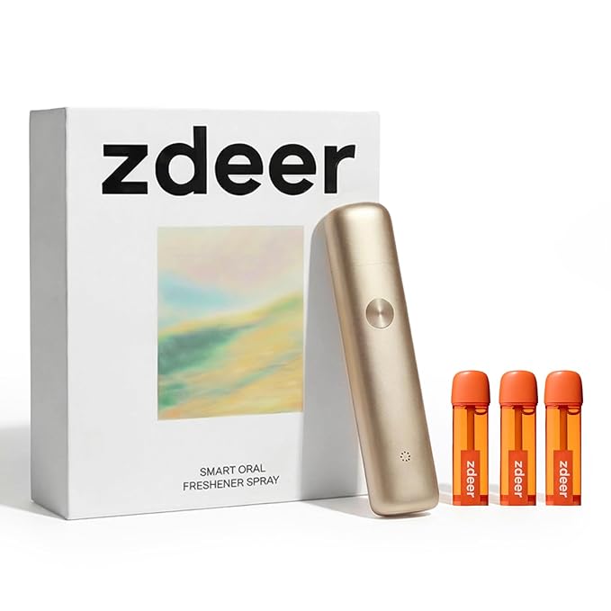 ZDEER Electric Oral Spray - Probiotic Mouth Spray Fresh Breath, Alcohol Free Breath Spray for Bad Breath, Rechargeable, Travel Size, Various Flavors With 3 Flavors Cartridges