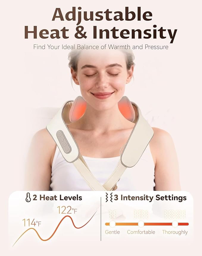 Neck Massager with Heat,Therapexa Neck Massager & Shoulder,6D Shiatsu Back Massager for Pain Relief Deep Tissue,Massager for Shoulder, Leg, Muscle Soreness(Khaki)
