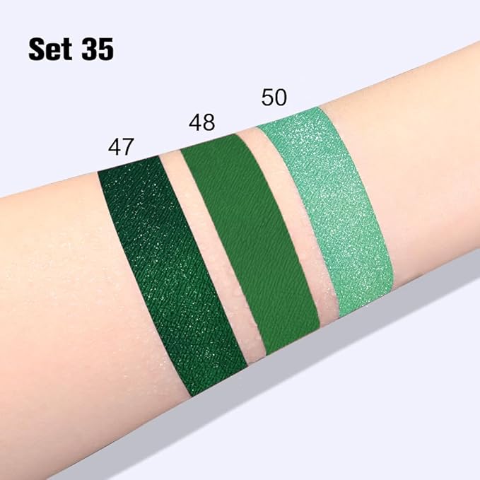 evpct 3Pcs Green Matte Glitter Liquid Lipstick Lip Stain Sets for Women, Matte Shimmer Lipstick Long Lasting Waterproof Permanent 24 Hours original, Magic Lip Sticks Pack for Halloween Daily Makeup