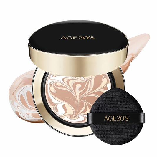 [Vegan] AGE20'S Signature Essence Pact | Pack of 1 | 19C PEACH | Korean Cushion Foundation | Cream Foundation, Dewy & Glow Finish, Natural Coverage, SPF 50+