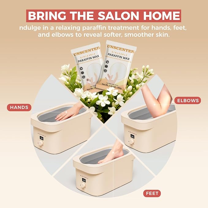 7000ml Paraffin Wax Machine for Hand and Feet, Hand Wax Paraffin Machine Bath with 4.4 lbs Scent-Free Paraffin Wax Refills for Hands, Feet, Elbows & Body to Relieve Stiff Muscles & Joints