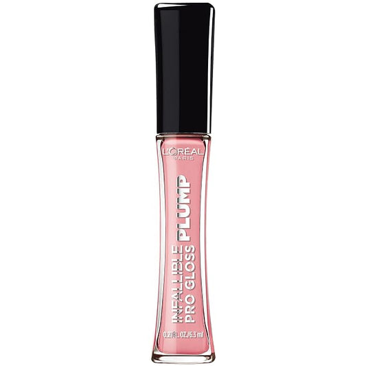 L'Oreal Paris Infallible Pro Gloss Plump Lip Gloss with Hyaluronic Acid, Long Lasting Plumping Shine, Lips Look Instantly Fuller and More Plump, Flush, 0.21 fl. oz.