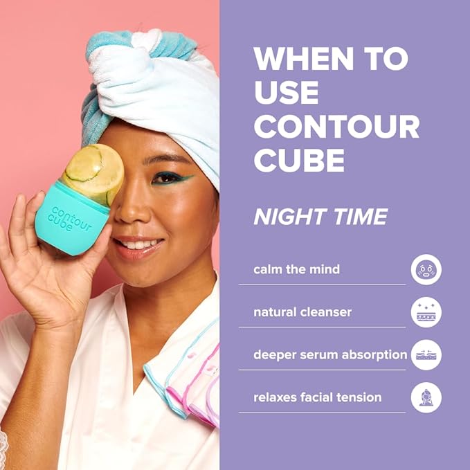 Contour Cube Mini - Revolutionary Ice Roller for Sculpting & De-Puffing - Face Ice Roller & Massager - Ice Mold for Face - Compact Skin Care Tools for Daily Skincare & Travel - Mint