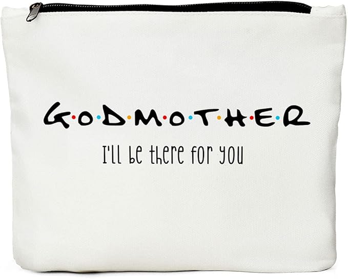 JIUWEIHU Godmother Gift - Appreciation Mother's Day, Christmas, Birthday Gift Idea for Godmother - 'I'll Be There For You' Makeup Bag