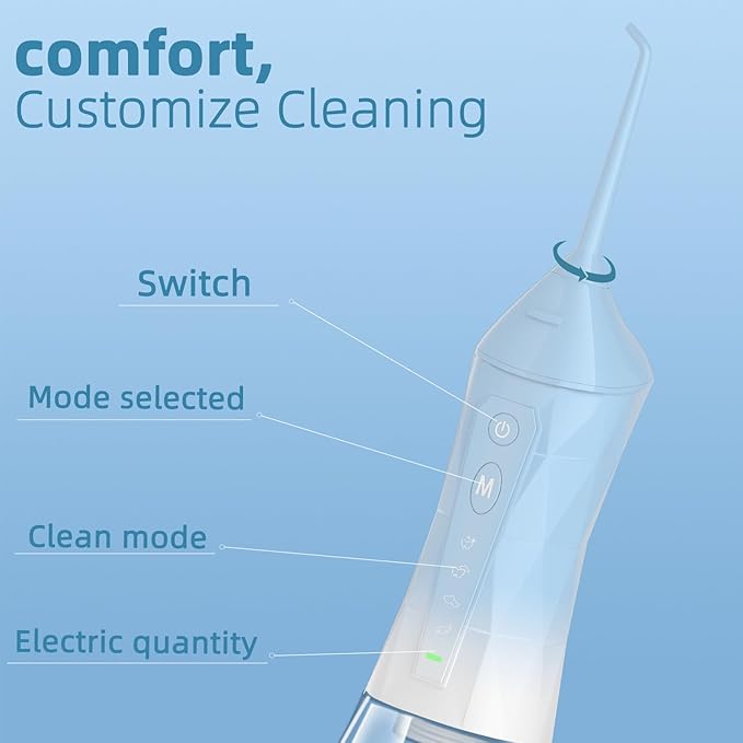Water flosser+Electric Toothbrush Combination Set -5-Speed Sonic Electric Toothbrush, 4-Speed Portable Water flosser, Super Waterproof, a Great Gift for Friends (Blue)