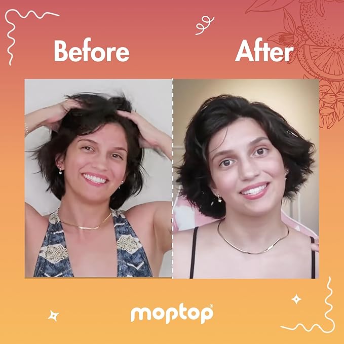 MopTop Lightweight Curly Hair Shampoo and Conditioner Set – Gentle Shampoo + Light Conditioner, Reduces Frizz & Restores Dry Damaged Hair, Sulfate & Paraben Free – Wavy, Curly, Coily, Kinky (Set of 3)