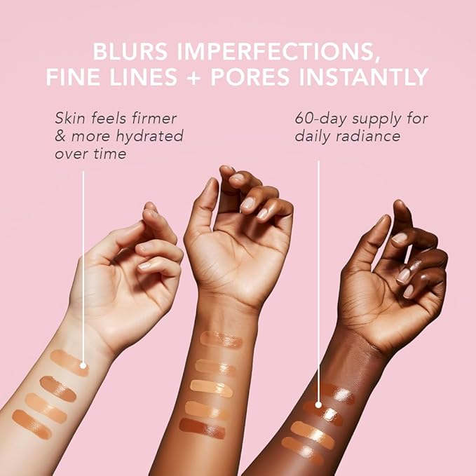 Doll 10 Peptide Bounce Balm Foundation™ – Hydrating, Age-Defying Foundation for Older Women, All Skin Types – Vegan, Clean, Natural, Medium Buildable Coverage, Blurs Fine Lines - [Tan/Deep]