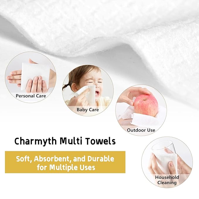 Disposable Face Towels XL 50 Count 10"x12" Extra Thick & Ultra Soft Degradable Makeup Remover Dry Wipes, Facial Tissue Face Wipes for Women Cleansing