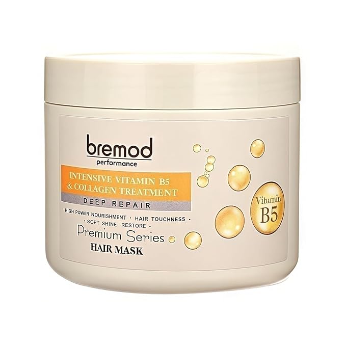 Bremod Performance Vitamin B5 & Collagen Hair Mask Deep Repair Treatment for Dry, Damaged Hair Strengthens, Moisturizes, Boosts Volume, Creates Soft, Workable Hold 16.9 Fl Oz