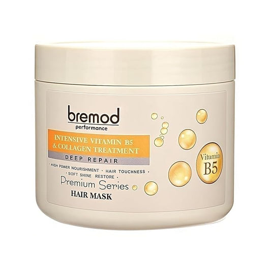 Bremod Performance Vitamin B5 & Collagen Hair Mask Deep Repair Treatment for Dry, Damaged Hair Strengthens, Moisturizes, Boosts Volume, Creates Soft, Workable Hold 16.9 Fl Oz